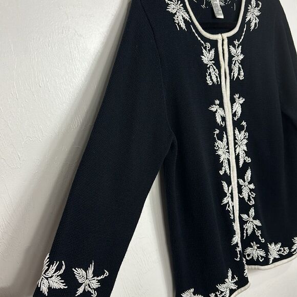 Victor Costa Occasion Vintage Cotton Blend Beaded Cardigan Sweater Size S - Picture 2 of 8